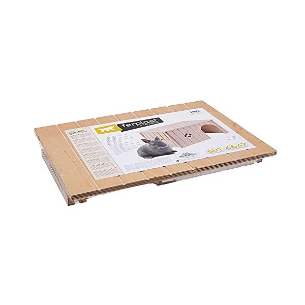 Ferplast-Sin-4647-Rabbit-House-37-x-277-x-20-cm Ferplast Rabbit House, Guinea Pig Wooden House, Small Pet House, FSC Certificated Wood, 37 x 27,7 x 20 cm