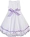 Sunny Fashion Girls Dress Purple Flower White Tulle Pleated Wedding Party