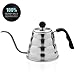 Pour Over Kettle with Silicon Coaster Bonus - Gooseneck Dripper for Tea and Coffee - Brushed Stainless Steel, Ergonomic Designed, 40 Oz/1.2 L