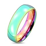 STR-0416 Stainless Steel Dome Rainbow Couple Ring; Sold as 1 Piece (8)