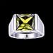 BONLAVIE 10ct Mens Peridot Ring 8 * 12mm Square-Cut Vintage Solitaire Ring 925 Sterling Silver Mens Ring August Birthstone Ring Engagement Wedding Bands Ring Size 8