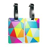 Shacke Luggage Tags with Genuine Leather Strap - Set of 2 (Geo Shapes)