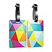 Shacke Luggage Tags with Genuine Leather Strap - Set of 2 (Geo Shapes)
