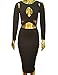 ALLEGRACE Womens Sexy Long Sleeves Slim Bodycon Party Bandage Club Dresses Black M