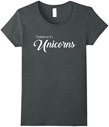Womens I Believe in Unicorns Large Dark Heather