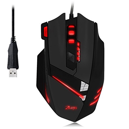 Zelotes T-60 MMO Gaming Mouse with Fire Key,7200 DPI High Precision, Breathing Light, 7 Buttons USB Wired Computer Mice Desktop Laptop PC Gaming Mouse for Windows XP / 7 / 8 / 10 / Mac OS
