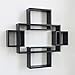 Set of 5 Cubes with Free Extra Jewellery Hooks Interlocking Wall Shelf, Intersecting Squares Wooden Floating Shelf, Wall Mounted Horizontally or Vertically Display Shelves,Espresso