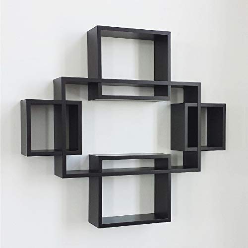 Set of 5 Cubes with Free Extra Jewellery Hooks Interlocking Wall Shelf