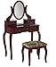 Roundhill Furniture Ashley Wood Make-Up Vanity Table and Stool Set, Cherry