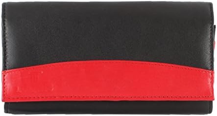 LUQXIS Genuine Leather Wallet for Women (Black & Red)