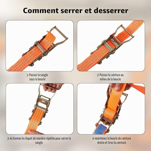 4 Sets of Tie Down Straps, 2000 kg Resistance, 4 m × 38 mm Towing Straps, Ratchet Strap with Hook, Tightening Straps with Ratchet Tensioner for Trailers, Motorcycles, Cars