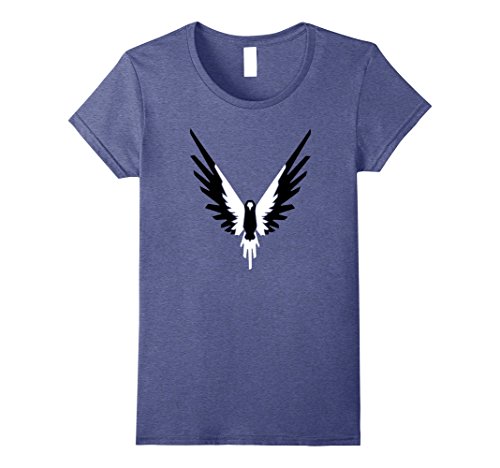 Womens Vibrant Black and White Logo T-Shirt, Be A Maverick T Shirt Large Heather Blue