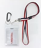 VAS Waterproof Cruise N Travel Cash, ID, Credit / Debit Card & Key Holder - RED, WHITE & BLUE Deluxe Lanyard #5 Carabiner With RFID Protection -