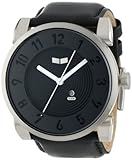 Vestal Men's DOP007 Doppler Oversized Brushed Silver Black Leather Watch
