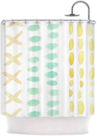Flaun Jennifer Rizzo Dots and Dashes Teal Yellow Shower Curtain,