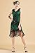 BABEYOND Women's Flapper Dresses 1920s V Neck Beaded Fringed Great Gatsby Dress Green
