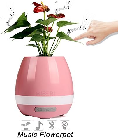 Smart 4 in 1 Rechargable Music Flowerpot Playing Piano on Plant, Bluetooth Speaker Plantpot, Led Flowerpot with Bluetooth Speaker, LED Lights Used for Office, Home, Bedroom (Pink)