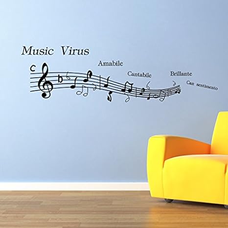 Amazon Zooarts 音楽 楽譜 英語のアルファベット 取り外し可能な ウォールステッカー 壁デカール 壁紙 壁紙
