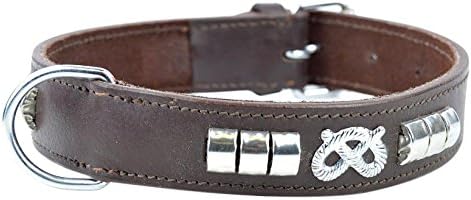 Avon Pet Products Staffy Knot and Studded Chrome Leather Dog Collar, 20-Inch, Brown