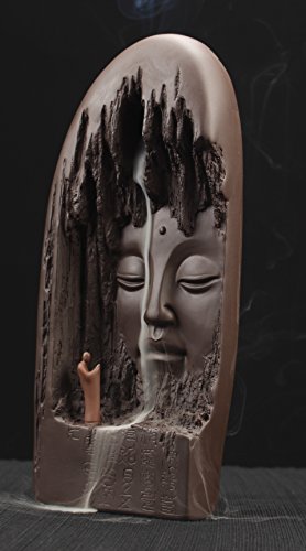 ETIAL Ceramic Budda Statue Backflow Incense Cone Burner Holder Waterfall Artware Home Ornament
