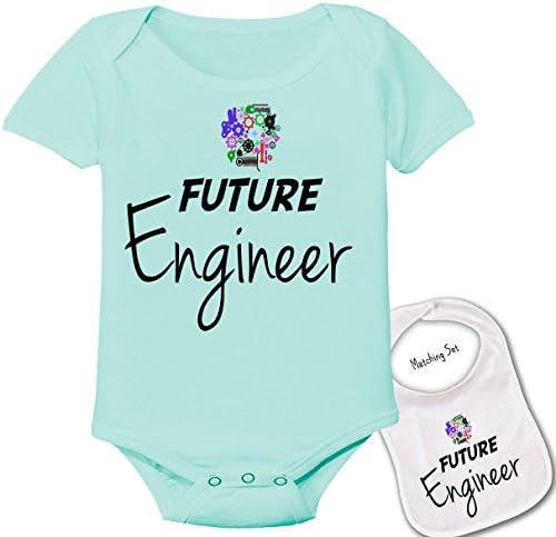 Future Engineer Boutique Baby Bodysuit Onesie & Matching bib