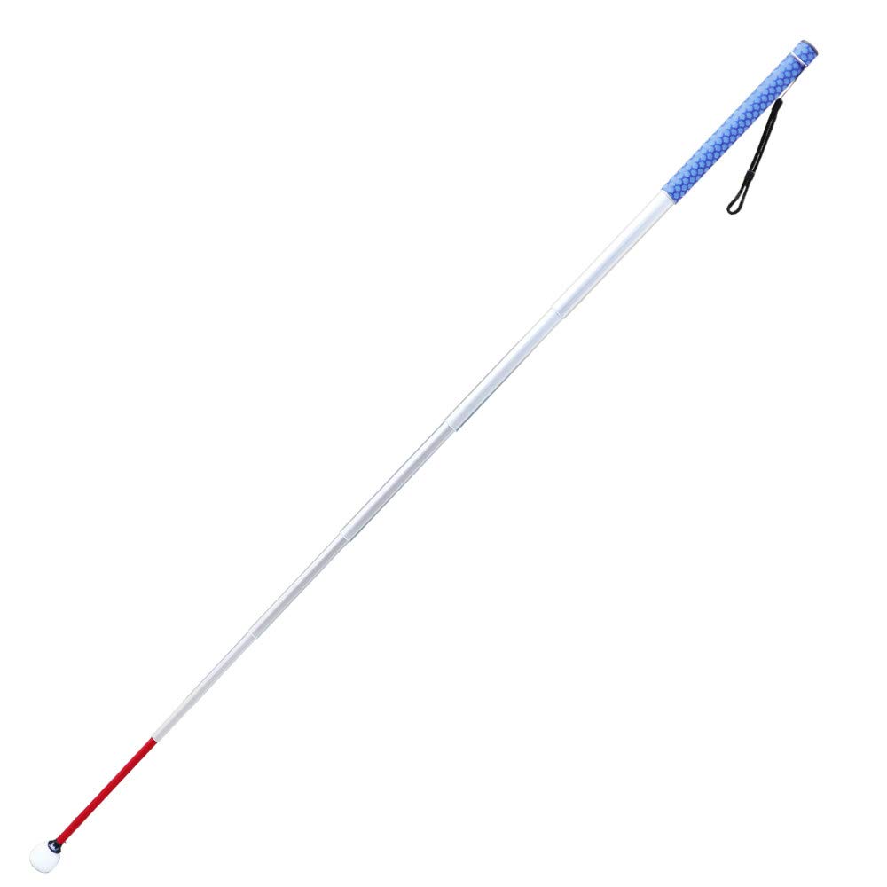 Aluminum Telescopic Blind Cane with Rolling Tip 12 inch-59 inch，with 2 Tips (Blue Handle)