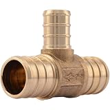 SharkBite UC412LFA10 3/4" x 1/2" Reducing Tee PEX Barb Fitting (10-Pack), brass