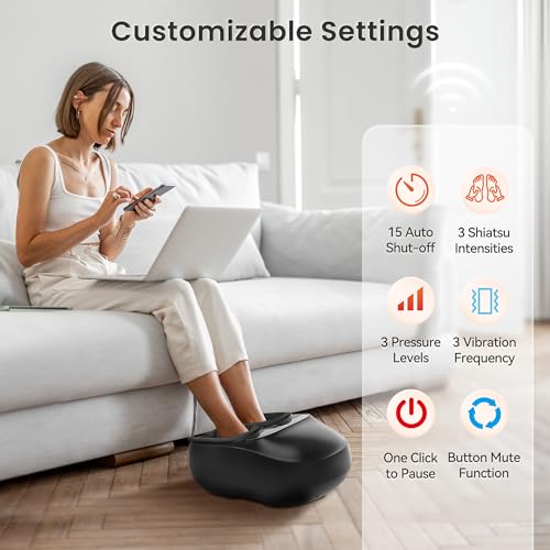 COMFIER Foot Massager with Heat, Compression & Vibration Shiatsu Feet Massager for Plantar Fasciitis, Neuropathy, Electric Foot Warmer Remote Control, Gifts for Women, Men