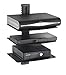 VonHaus 3X Black Floating Shelves with Strengthened Tempered Glass for DVD Players/Cable Boxes/Games Consoles/TV Accessories