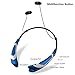 Bluetooth Headset Headphones Rymemo Metallic-feeling Soft Polishing Wireless Music Earphones Stereo Earbuds Sports/running Magnetic Neckband Style for Cellphone, Silver-Blue