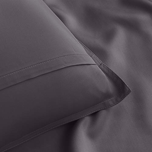 Pure Bamboo Sheets - Queen Size Bed Sheets 4pc Set - 100% Organic Bamboo - Incredibly Soft - Fits Up to 16" Mattress - 1 Fitted Sheet, 1 Flat Sheet, 2 Pillowcases (Queen, Stone Grey)