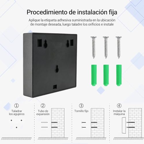 vantisan Checador de Entrada y Salida, Reloj Checador Huella Digital Biométrica, 2.4” Pantalla TFT, Soporta 1000 Huellas Dactilares/500 Tarjetas/500 Contraseñas, con español, exportación Flash USB