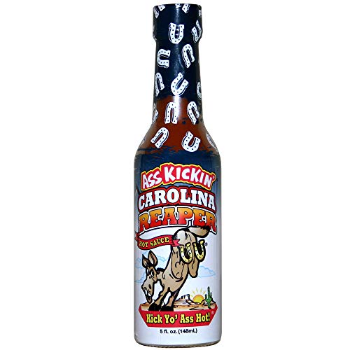 ASS KICKIN' Carolina Reaper Hot Sauce - 5 oz - Premium Gourmet Hot Sauce for Chicken Wings and Breakfast Burritos-Perfect Stocking Stuffers or Christmas Gifts for the hot sauce fan-Try if you Dare!