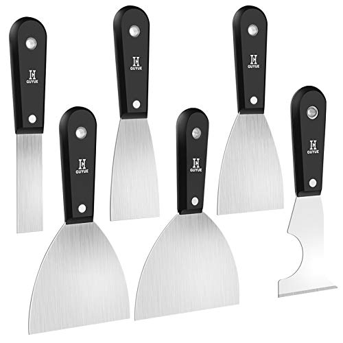 GUYUE Best Putty Knives Steel Putty Knives 6 in 1 Scraper Tool, Putty Knife Set, Drywall Knife