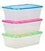 DecorRack Clear Plastic Storage Containers, Shoe Boxes, Stackable, Also Perfect for Toy Storage or as Cat and Dog Food Container, Assorted Colors (9 Pack)