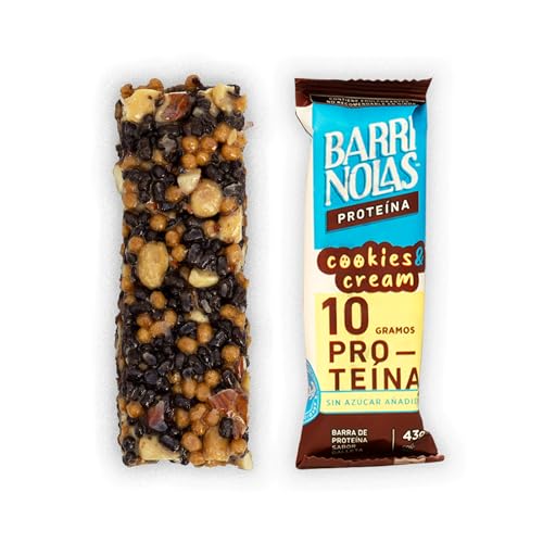 BARRINOLAS PROTEÍNA PACK 15 Pz: Sabor Cookies and Cream- 10g de Proteína por Barra - Sin Azúcar Añadida - Snack Saludable y Delicioso