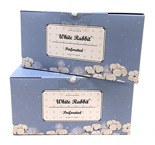 White Rabbit Premium Cotton Pad Authentic Korean 100% cotton - box of 200 cotton Pads per box- Untreated, Grown Free of Pesticides and Chemical Fertilizers (2 Pack, Perforated)