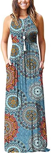 Pacrate Women's Sleeveless Maxi Dress Floral Print Casual Long Dresses Summer Dresses Beach Dresses