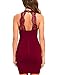 Lyrur Women's Halter Lace Straps Key Hole Back Fitted Mini Dress (#6036-US4, burgundy)