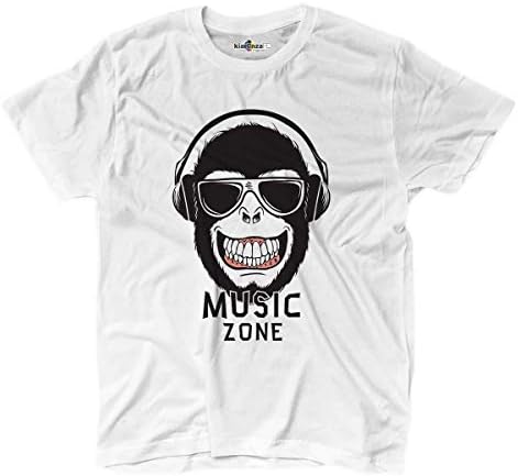 KiarenzaFD T-Shirt Music Funny Pop Rock Music Zone Headphones Monkey Shirts