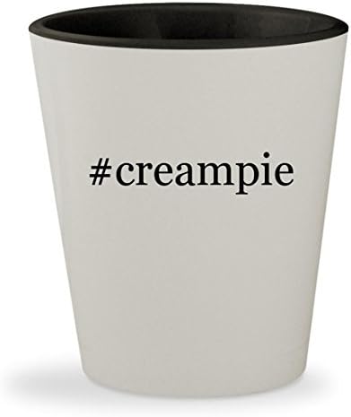 #creampie - Hashtag White Outer &amp; Black Inner Ceramic 1.5oz Shot Glass