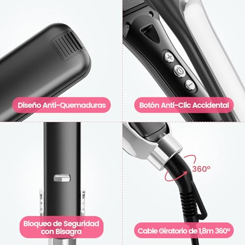 Dekuri Professional Hair Straightener, Large 42 mm Ceramic Water Based Hair Straightener with Adjustable Temperature 120°C-230°C, Black