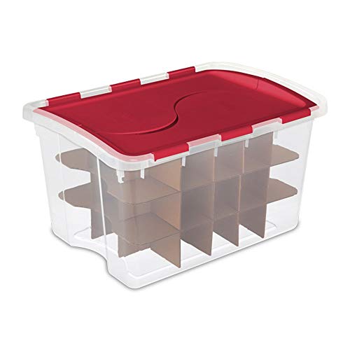 Sterilite 6 Pack 48 Quart Hinged Lid 270 Total Holiday Ornament Storage Boxes