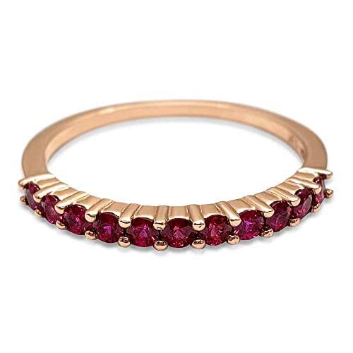 Cancer Zodiac Ruby Gemstone Stacking Ring 14k Rose Gold