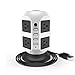 Power Strip with Usb,Wellsenn 8 Outlets 4 USB Ports Power Strip Tower Power Socket Surge Protector (2500W 110-250V) with 6.5 Feet Power Cord for Office, TV, Computer,Phone, Transformers, Power Bank