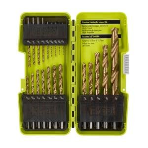 Ryobi A972101 21 Piece Titanium Drill Bit Set w/ Plastic Locking Storage Case and Foldout Rubberized Organization Solution