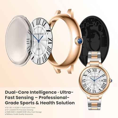 2026 Luxury Smart Watch for Women, 1.19" AMOLED Display, DA GPT Smartwatch, Heart Rate, Blood Oxygen Pressure, Sleep Monitor, 107 Sports Modes Fitness Tracker, Compatible with iOS & Android