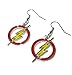DC Comics Silvertone The Flash Color Lightning Bolt Logo Dangle Earrings with Gift Box)