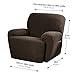 Maytex Pixel Ultra Soft Stretch 4 Piece Recliner Arm Chair Furniture Cover Slipcover with Side Pocket, Chocolate Brown