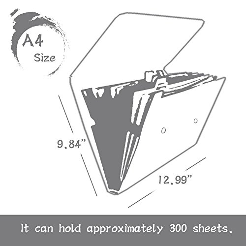 13 Pockets Portable File Folders, A4 Expanding Document Folder, Plastic Expandable Accordian Organizer